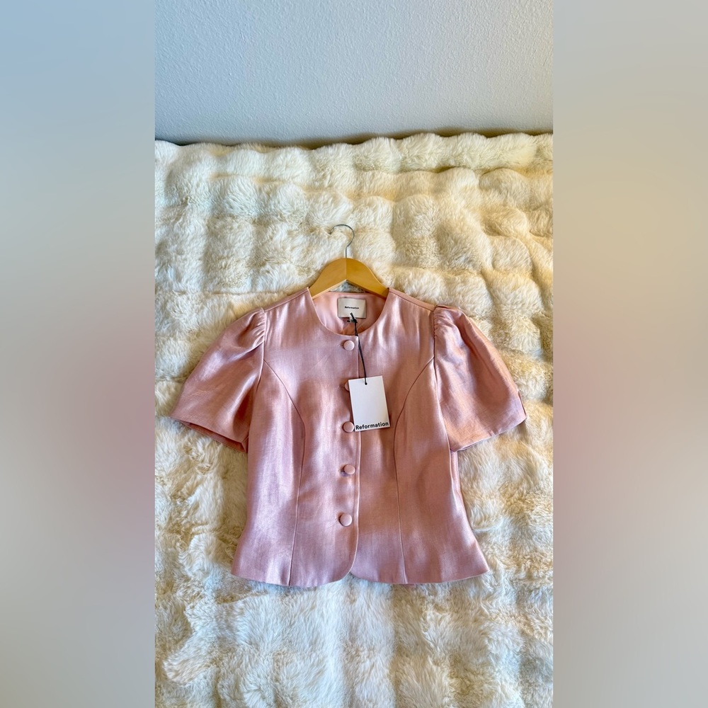 Reformation Mika Two Piece In Bubblegum, brand new, never worn, no flaws. - Picture 13 of 16